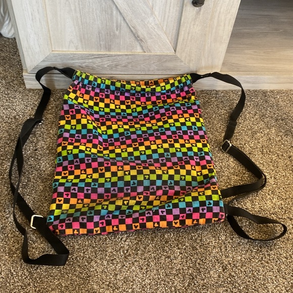 Mickey Mouse All Over Print Disney Backpack Double Sided Colorful/ Rainbow Rare - Picture 3 of 7